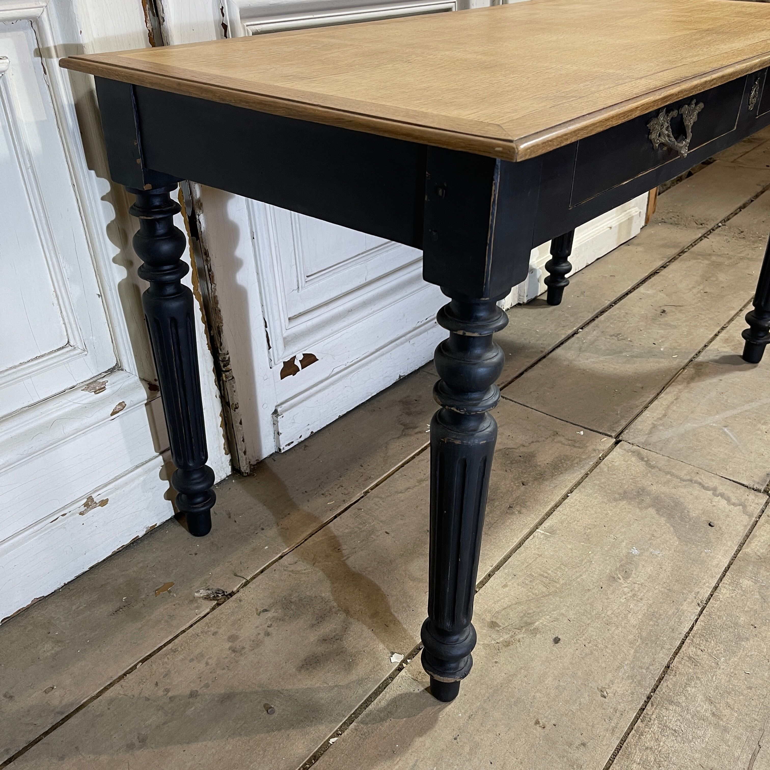 Desk 2 drawers patinated