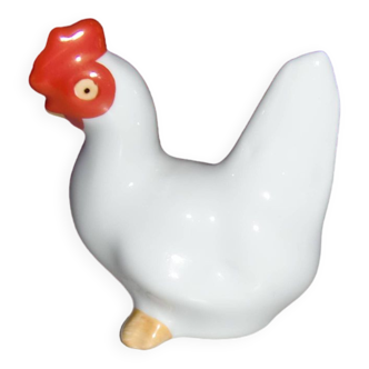 Petite poule en porcelaine blanche