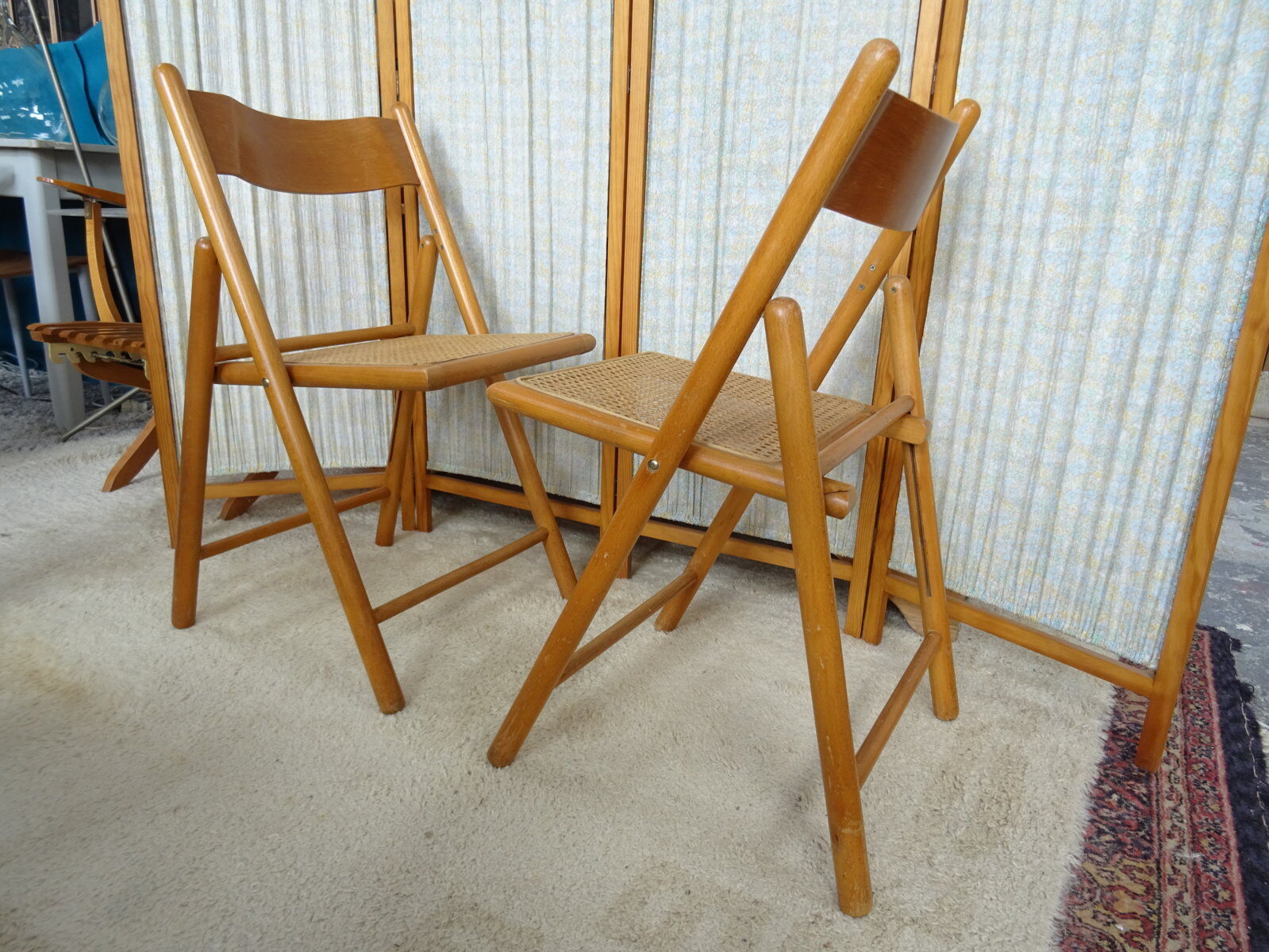 Pair of canned folding chairs