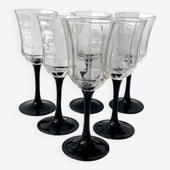 Set of 6 Luminarc stemmed glasses, black Octime model