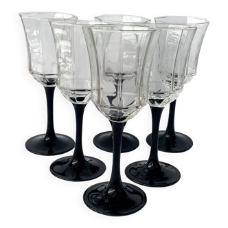 Set of 6 Luminarc stemmed glasses, black Octime model