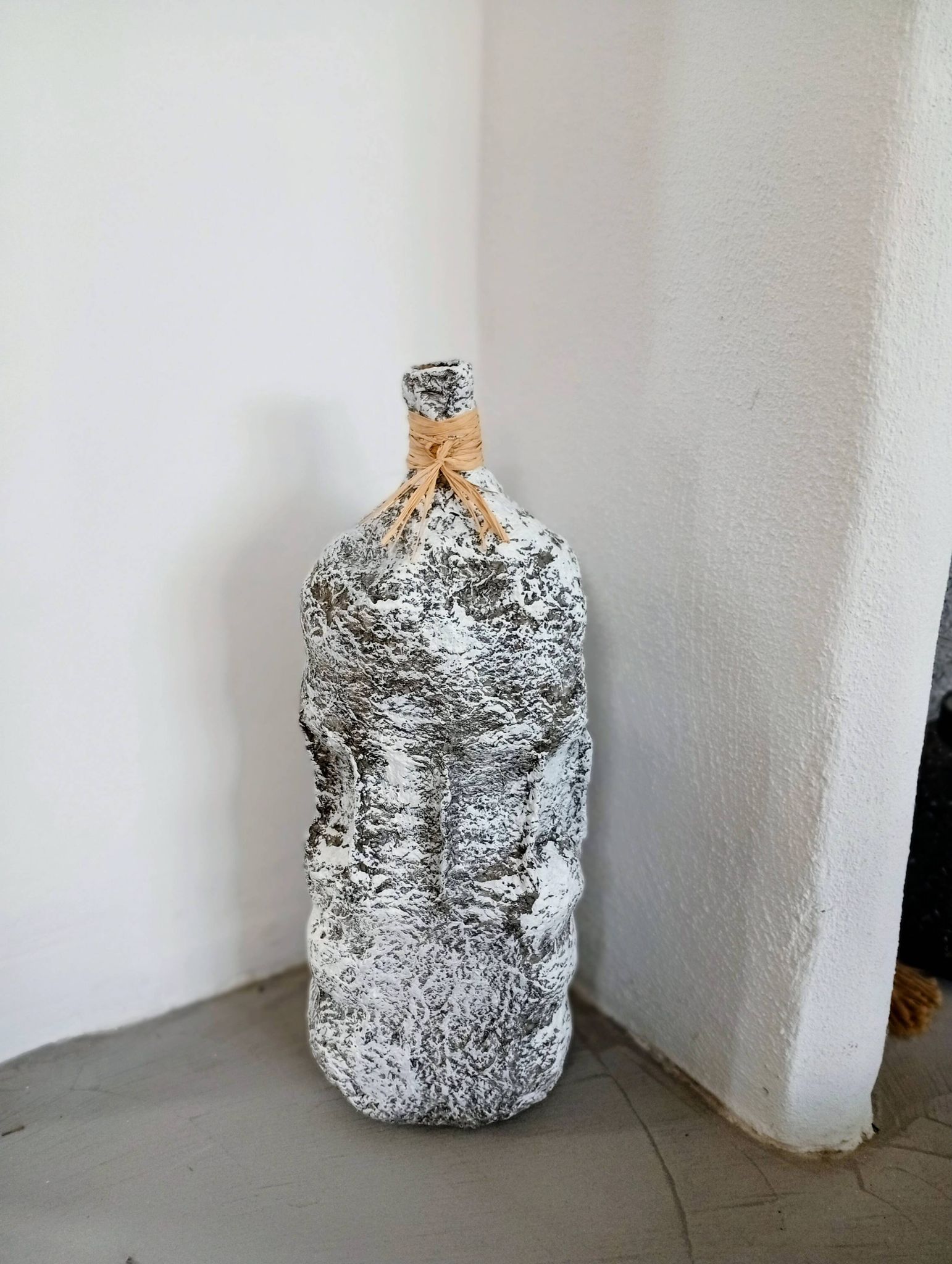 Sculptural vase with a stone effect. Wabi-sabi. Bohemian.