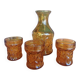 Vintage "BRF" Amber Carafe and 3 Glasses