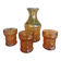 Vintage "BRF" Amber Carafe and 3 Glasses