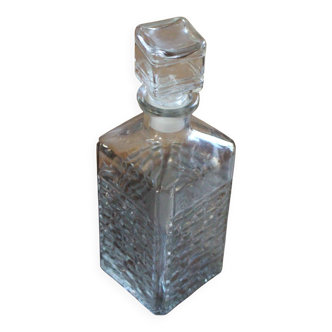 80s crystal whisky carafe with cube stopper
