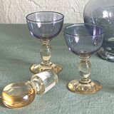 Old iridescent crystal liqueur service, late 19th century, perfect condition