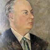 Old oil painting portrait of a man from the 20th century