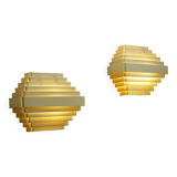 Pair of gold-plated aluminum wall lights by Jules Wabbes - 2 pairs available