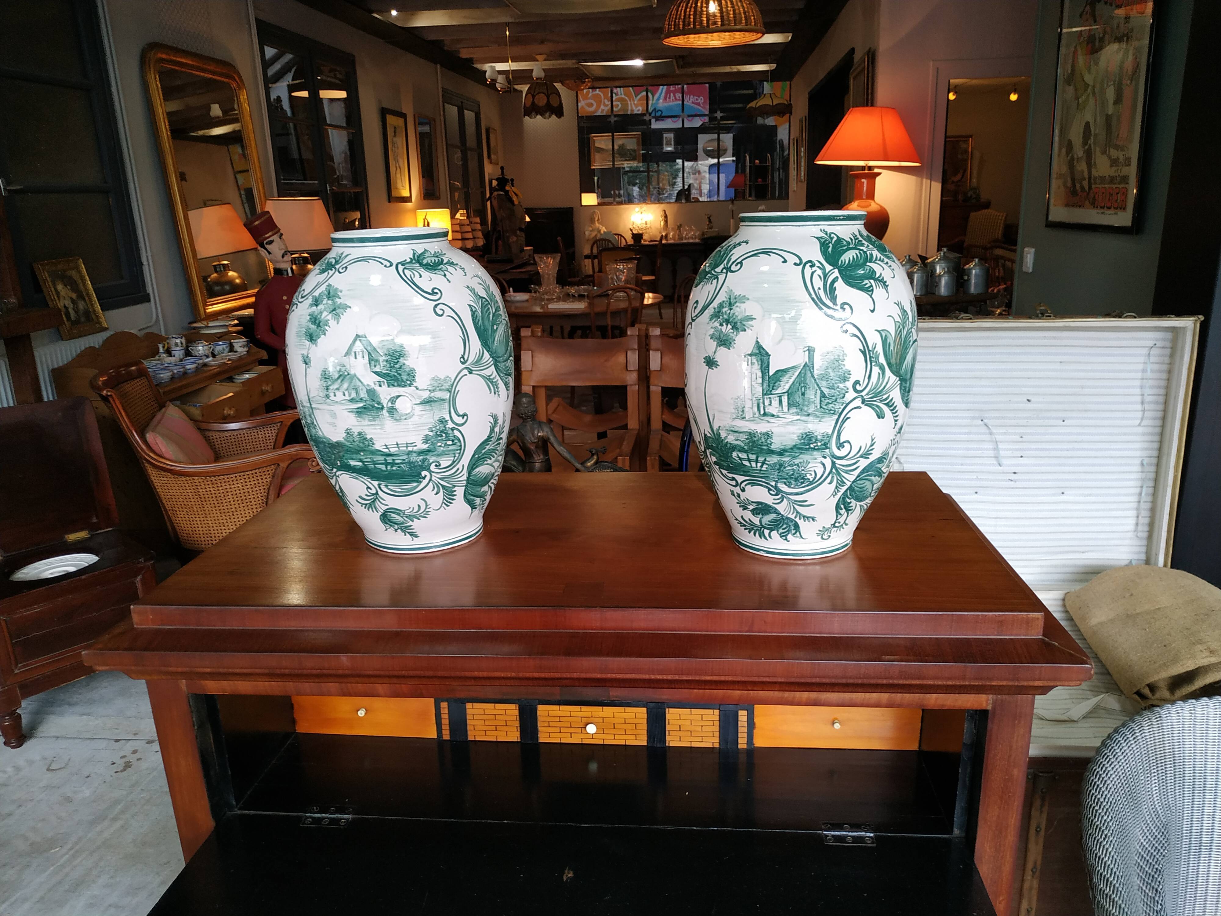 Pair of large vase earthenware Malicorne Tessier