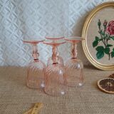 Set of 4 vintage rosaline walking glass