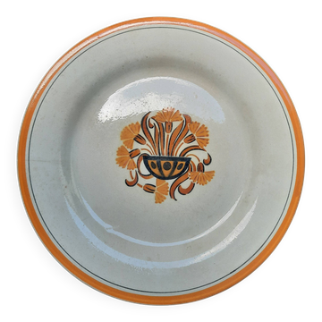 Antique Art Deco fruit bowl 1920-1930. Oeillet earthenware Creil & Montereau