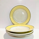 5 hollow plates ceranord faïence-provence yellow and green