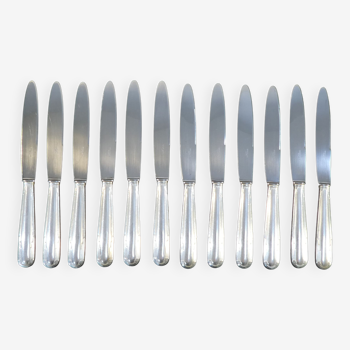 12 grands couteaux orbrille en metal argenté lame inox