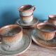 Coffee service with cups and saucers in Puisaye stoneware by Jean-Pierre Prud'homme