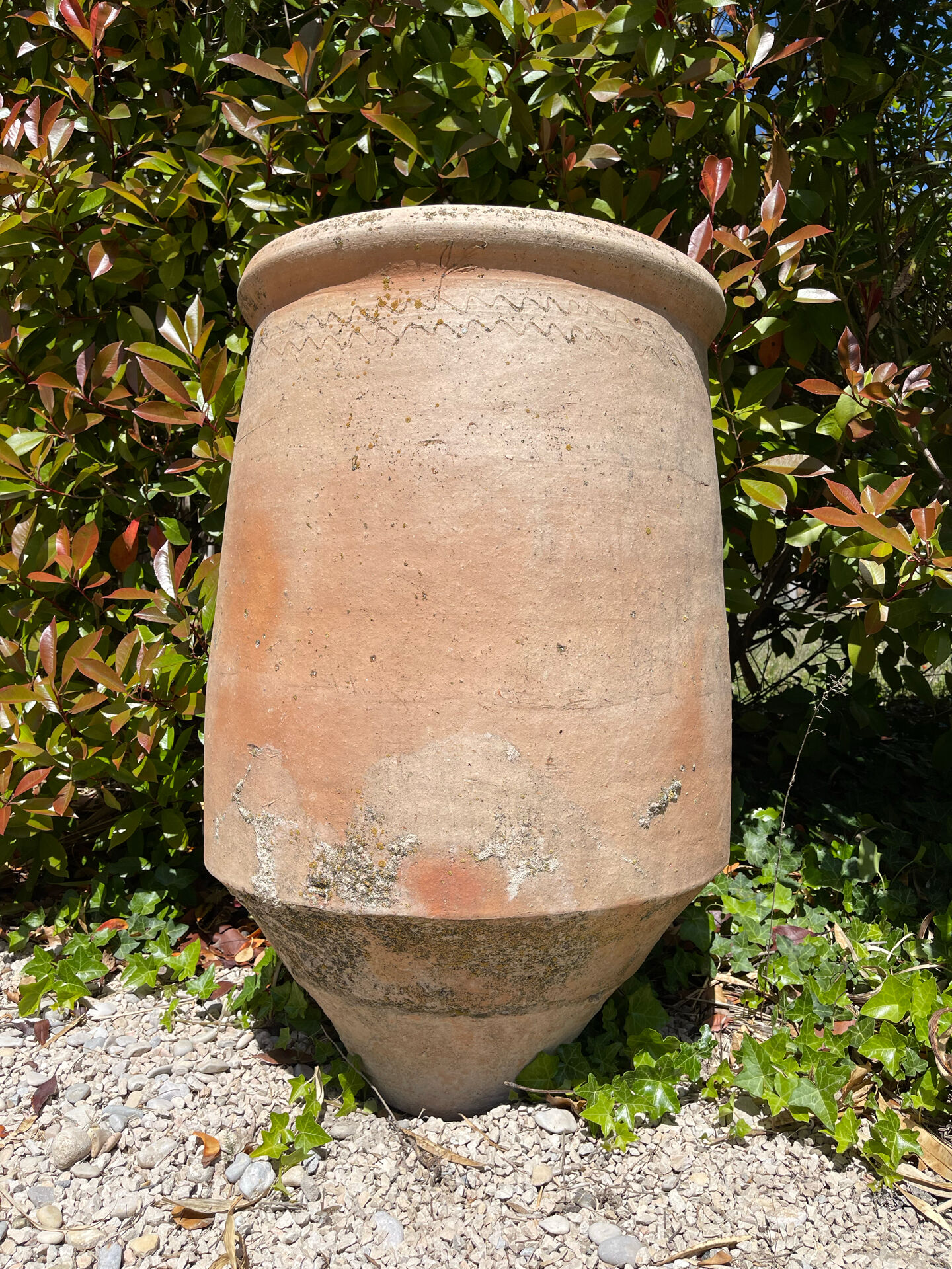 Ancient terracotta pottery jar