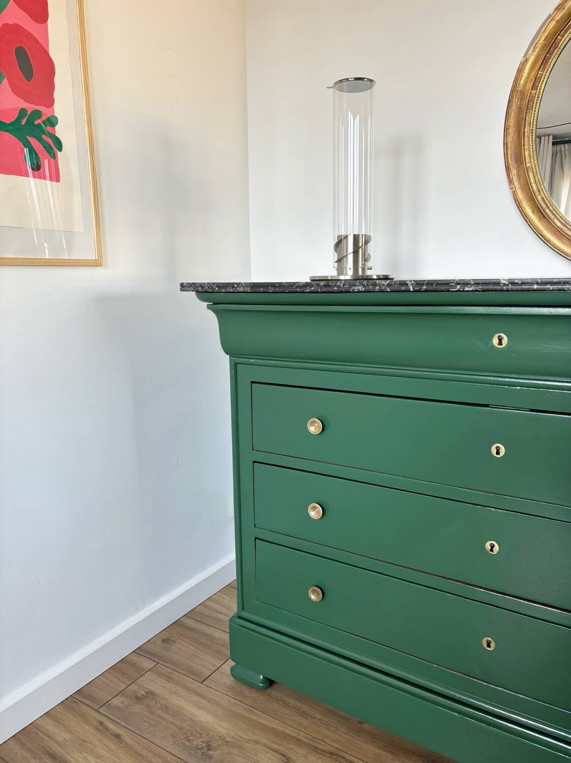 Commode Louis Philippe bois massif plateau marbre