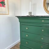 Louis Philippe chest of drawers with solid wood and marble top