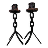 Pair of brutalist candlesticks