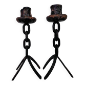 Pair of brutalist candlesticks