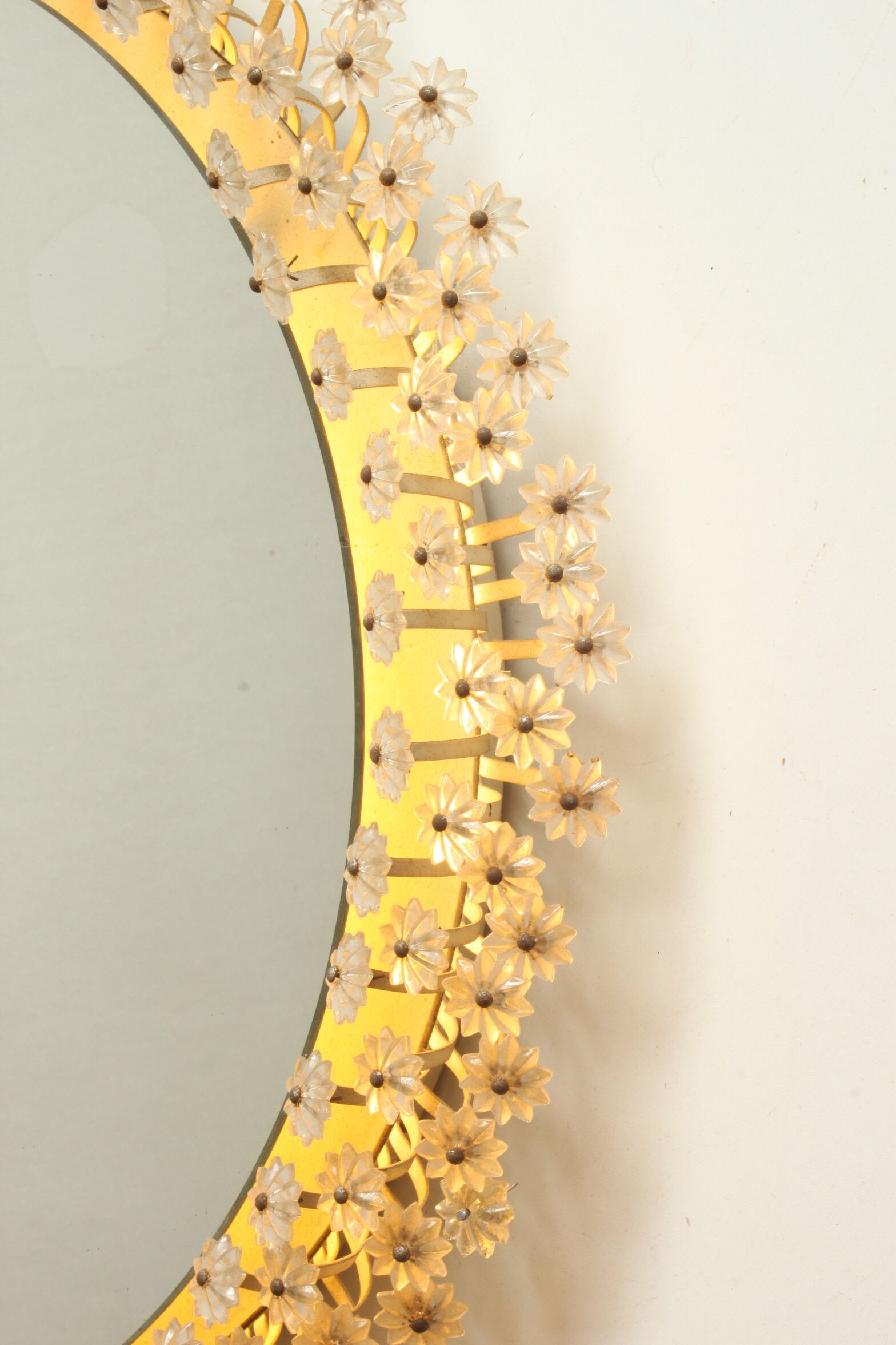 Illuminated flower mirror by Emil Steynar for Rupert Nikoll, Austria 1960s, 68cm.