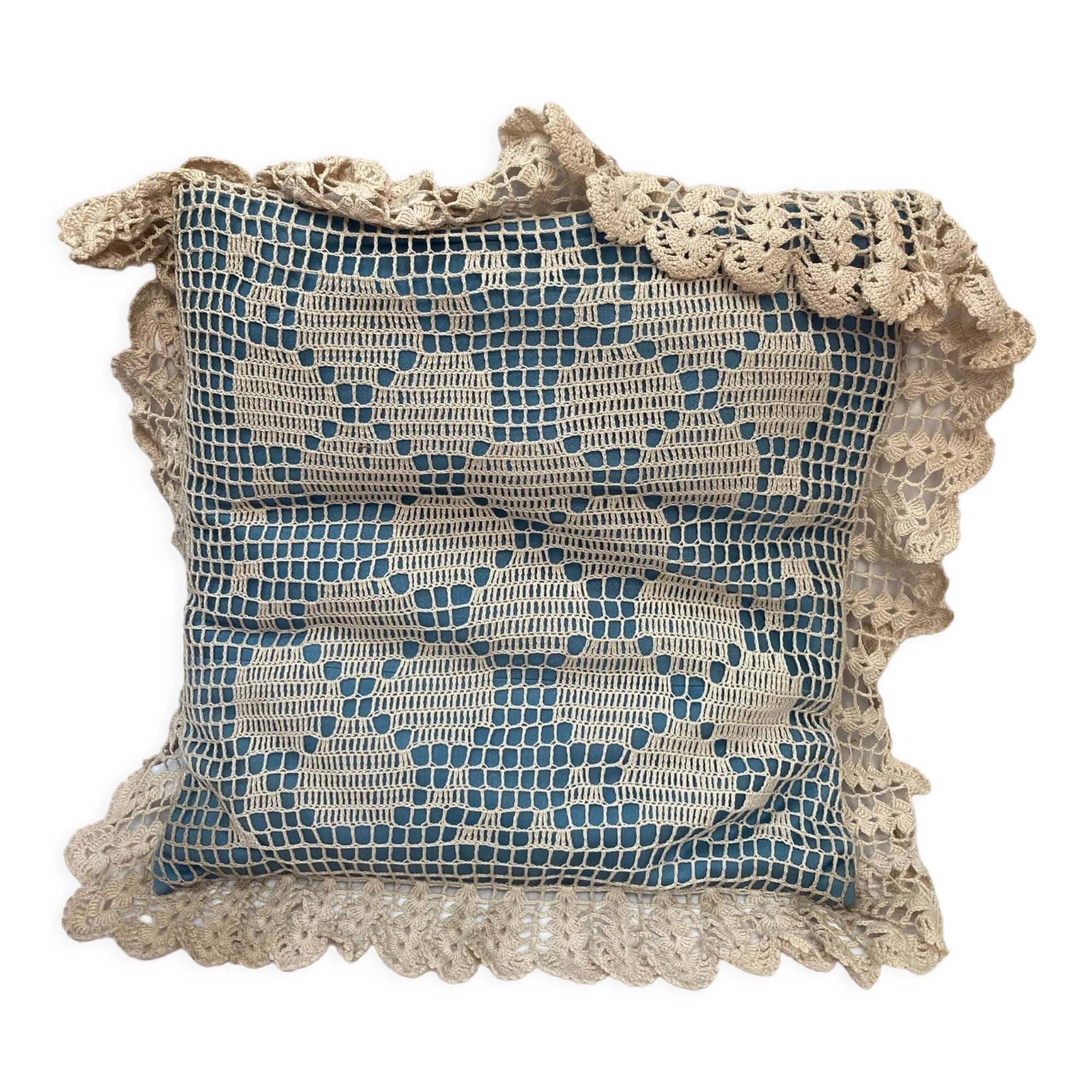Vintage crochet cushion, from 1970