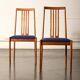 Paire de chaises Lübke vintage en bois et tissu bleu