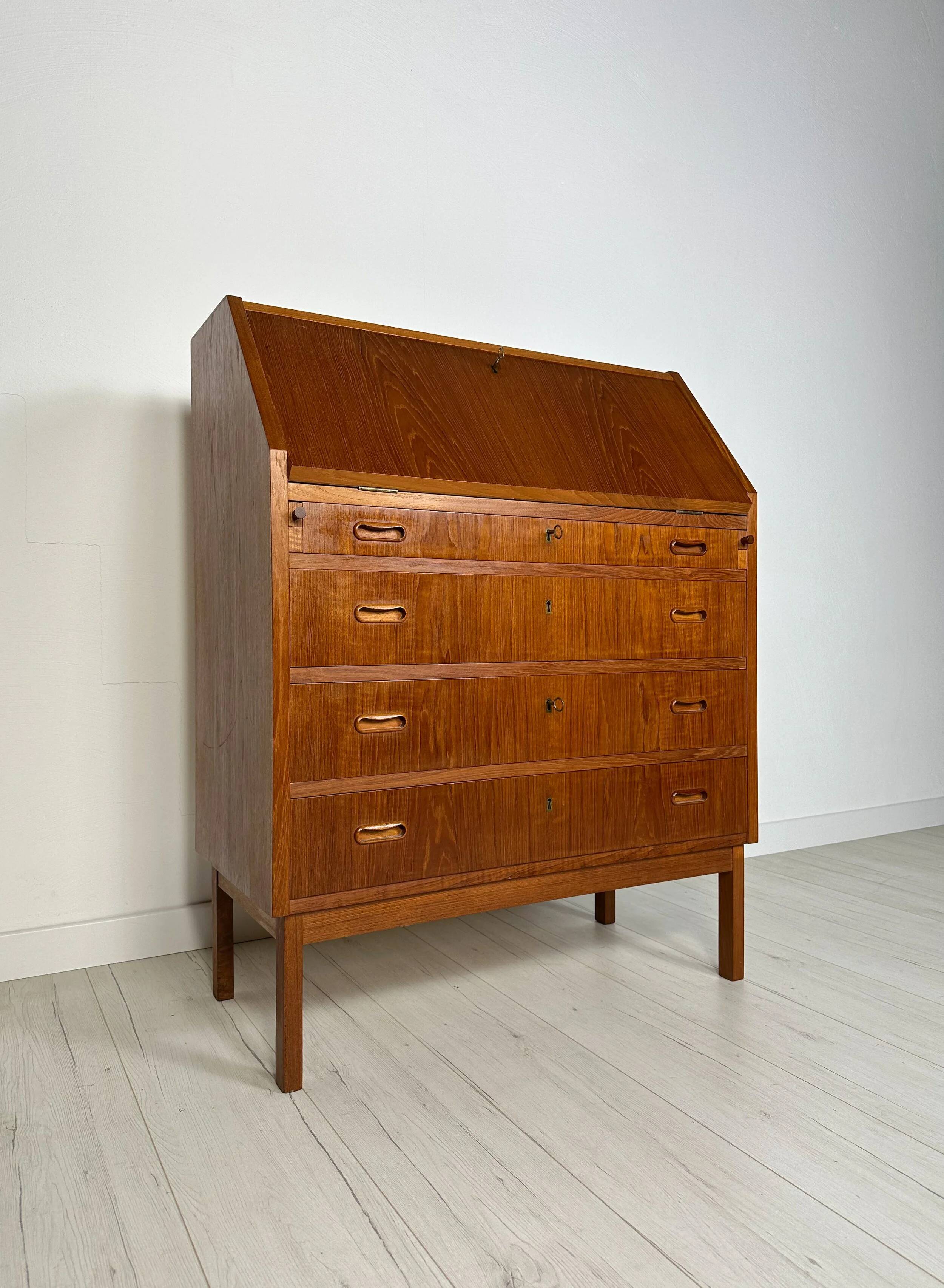 1960s Vintage Mid-Century Danish Teak Secretary