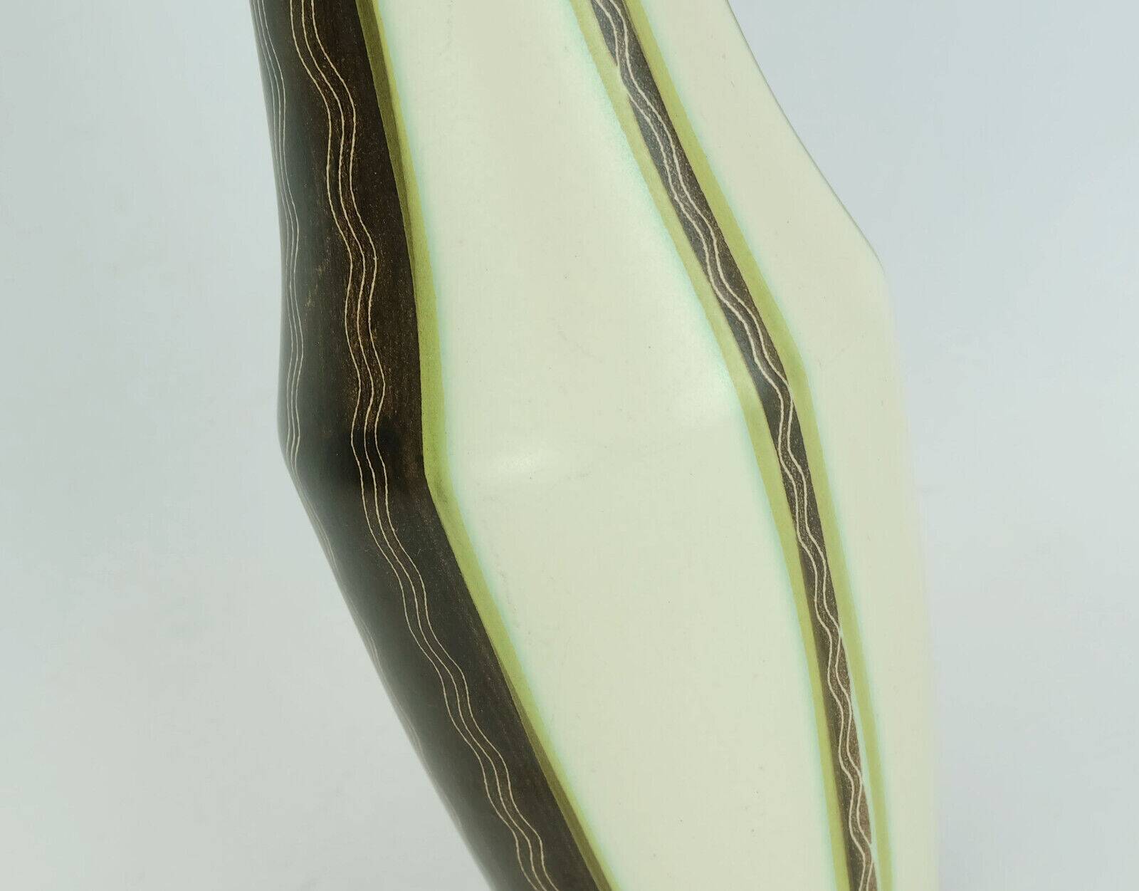 Mid century ceramic vase jug vase model no. 232 beige green brown wave pattern 1950s