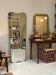 Miroir long trapèze laiton doré courbe art déco moderniste