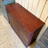 Meuble de métier d'atelier patine rouge