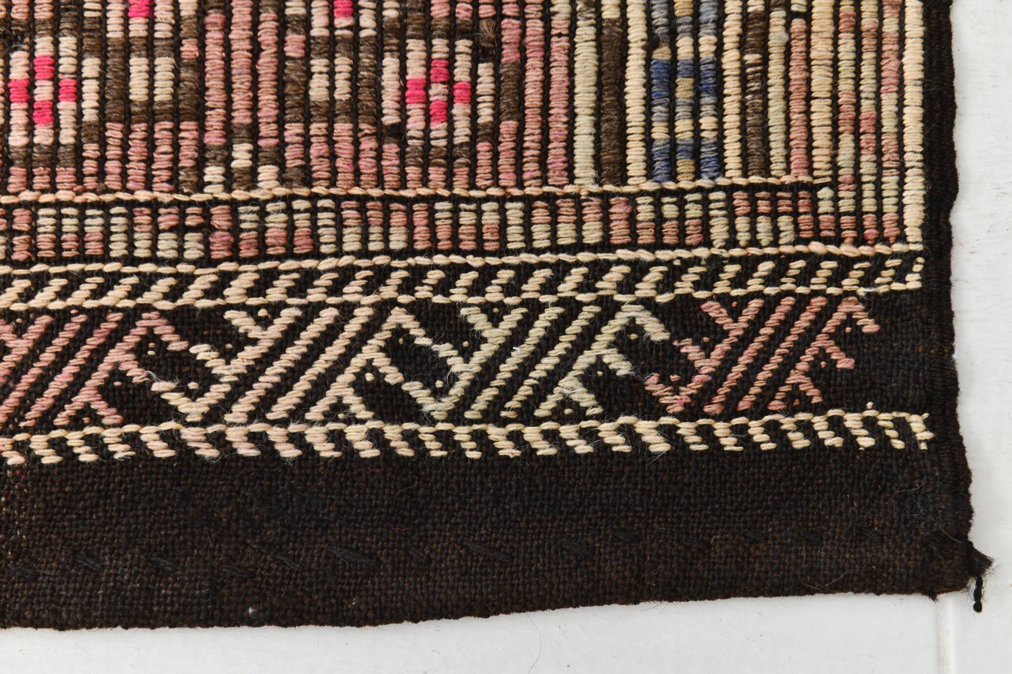 Blue Cream Persian Kilim Runner Rug, 95x313Cm
