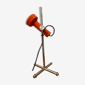 Chrome and orange quadripod lamp