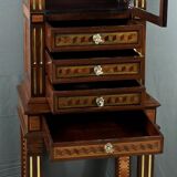 Rare small marquetry display cabinet, louis xvi style – mid 19th century