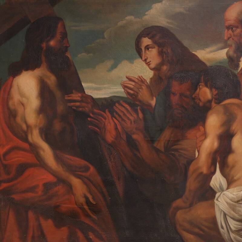 Great 19th-century Flemish painting, Christ Forgiving Penitent Sinners