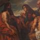 Grande peinture flamande du 19e siècle, Christ pardonnant aux pécheurs pénitents.