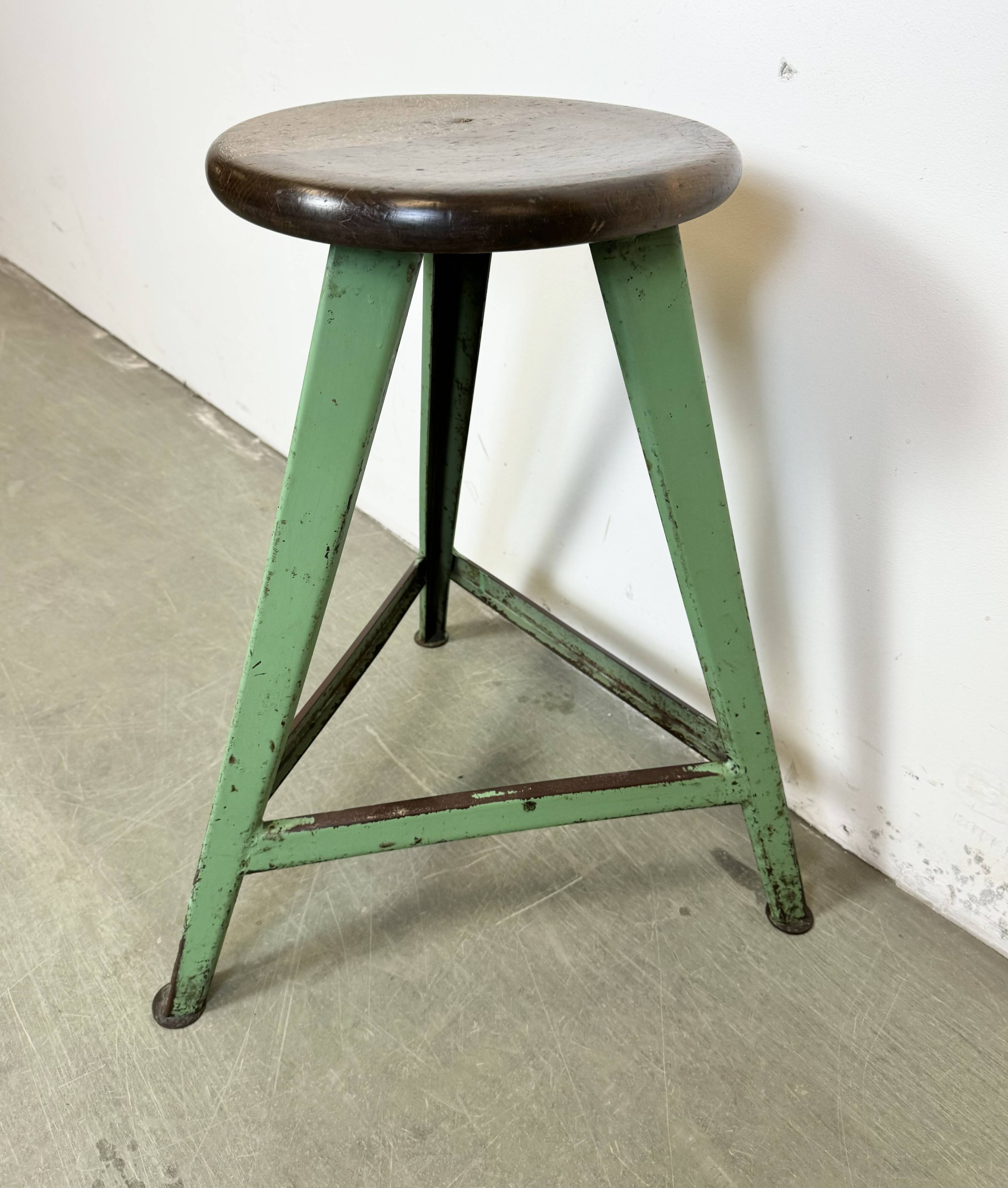 Green Industrial Workshop Stool, 1960s