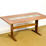 Scandinavian teak and ceramic dining room table with extensions