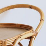 Vintage bamboo and rattan serving trolley on wheels