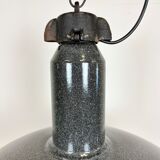 Large Industrial Grey Enamel Factory Lamp with Cast Iron Top, 1960s