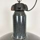 Large Industrial Grey Enamel Factory Lamp with Cast Iron Top, 1960s