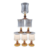 Set of 6 antique Luminarc glasses with amber feet