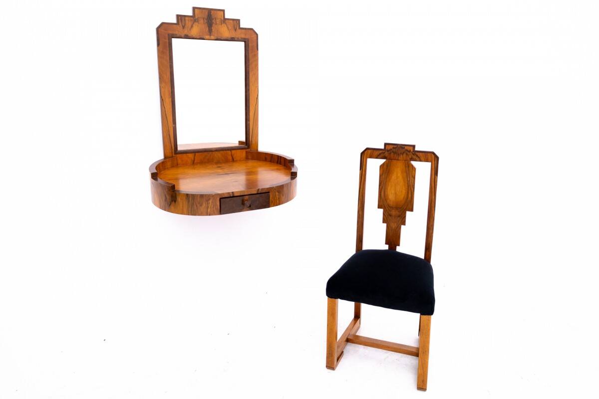 Dressing table with chair in Art Deco style, Poland, mid-20th century.
