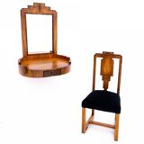 Coiffeuse avec chaise de style Art Déco, Pologne, milieu du XXe siècle.