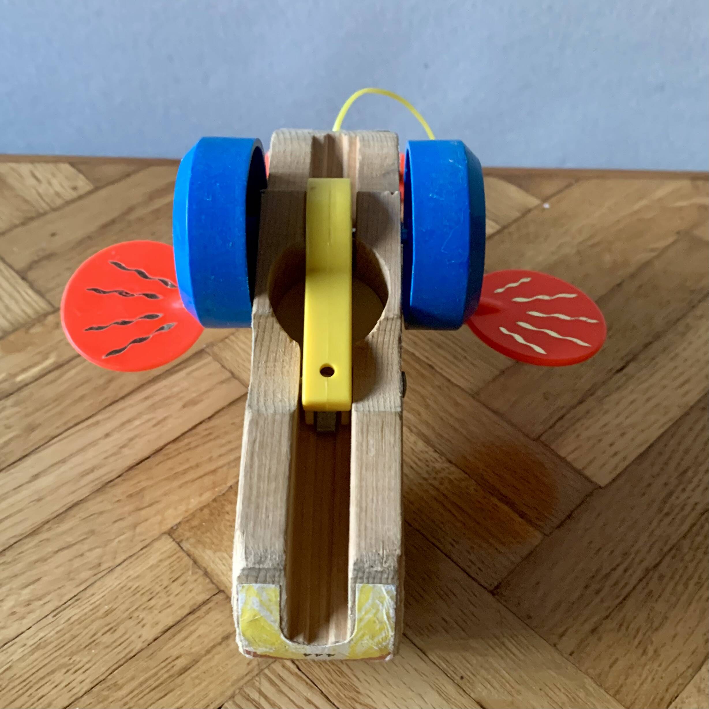 Fisher-Price Wooden Pull-Along Toy - Queen Buzzy Bee - 1960