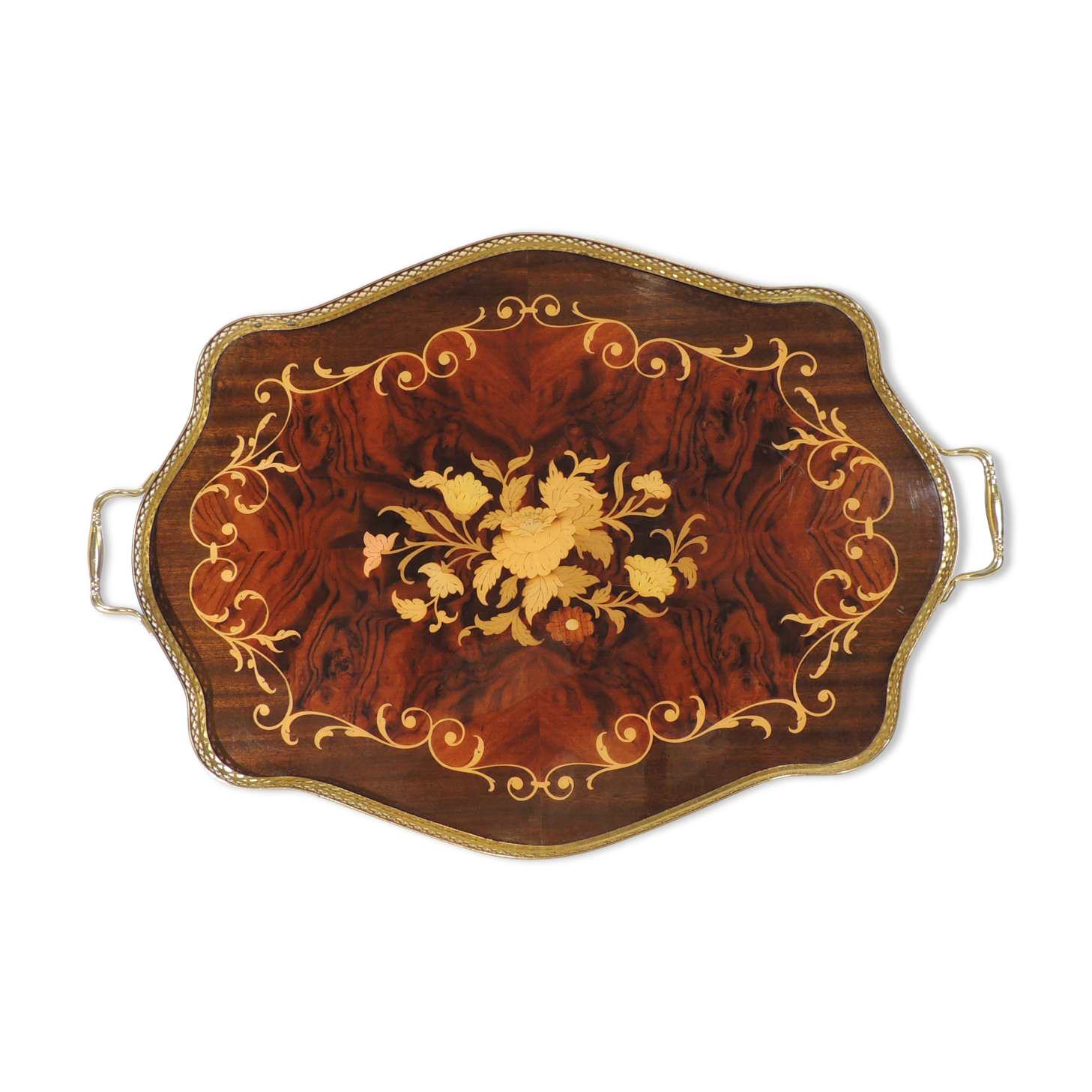 Plateau de service Italian Sorrento Novelty Inlaid Wood Works /vintage