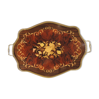 Service tray Italian Sorrento Novelty Inlaid Wood Works /vintage