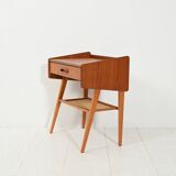 Scandinavian teak bedside table with shelf