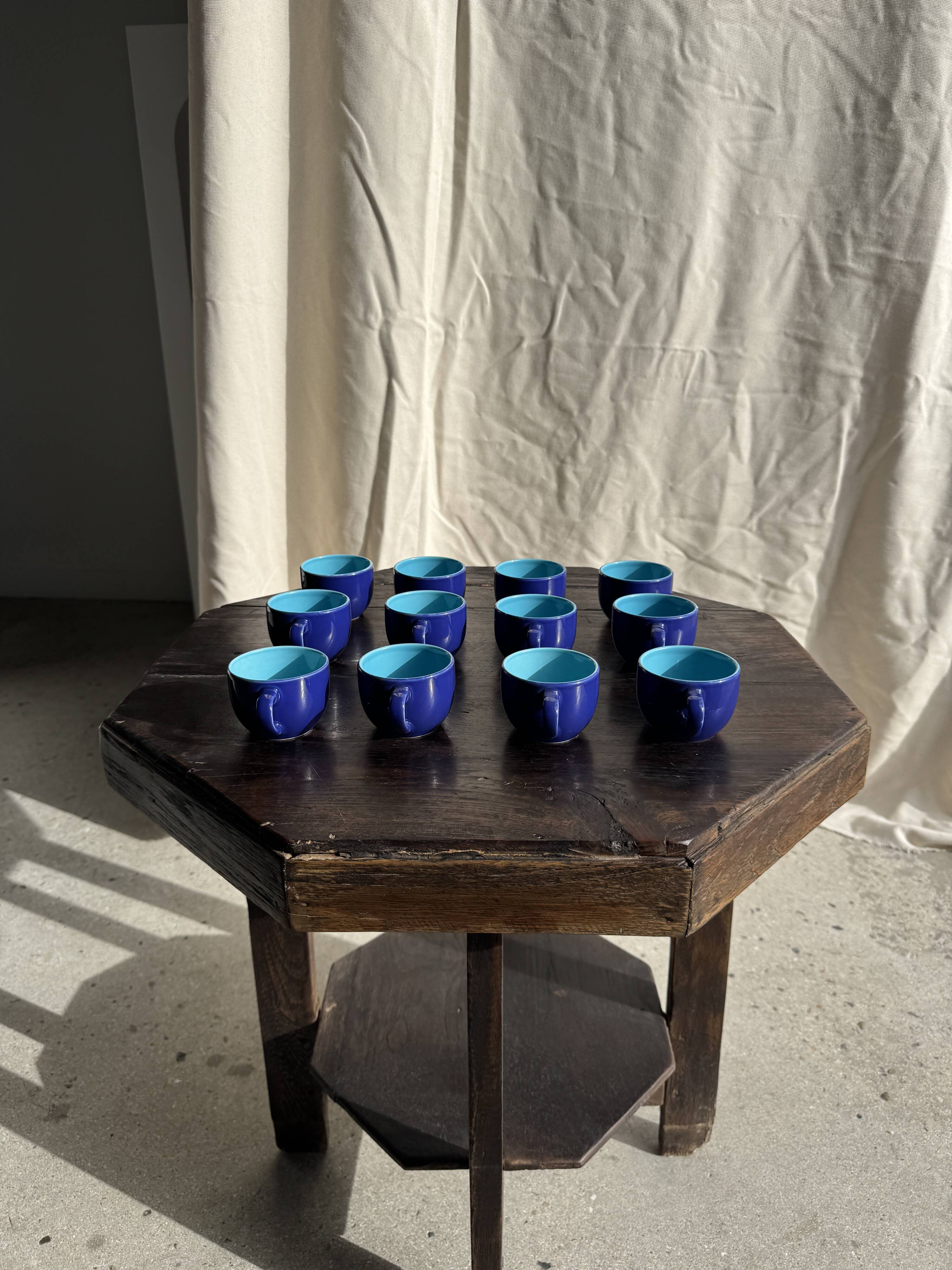 Set of 12 small vintage espresso cups duo in blue Made in Italy