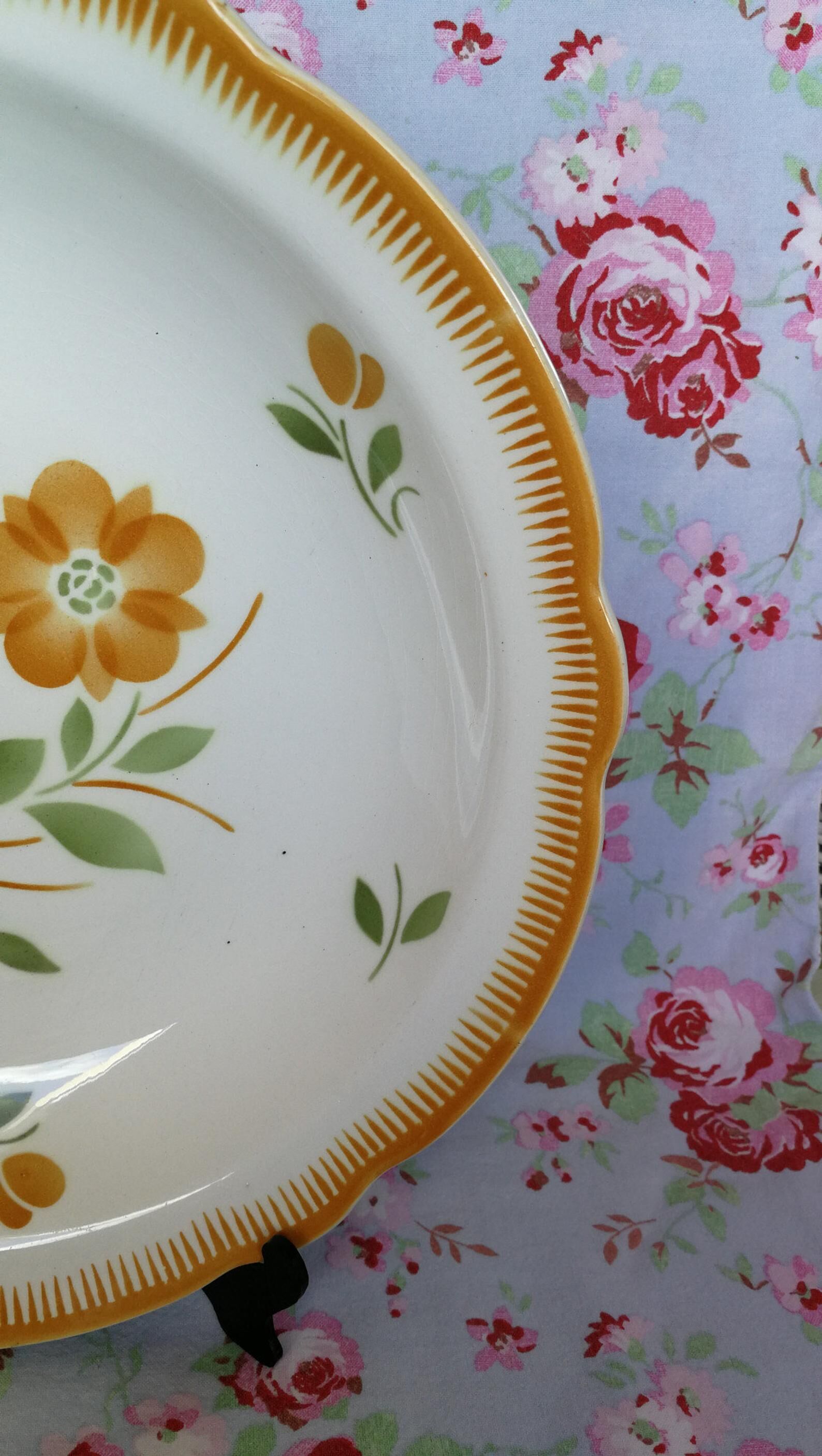 Big Dish Old Hollow Badonviller Orange Flowers