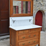 Art Nouveau dressing table dresser in carved oak, France, circa 1910